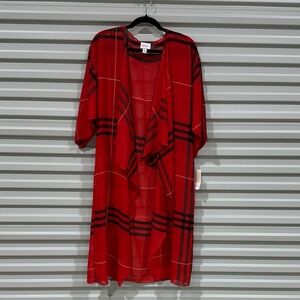 LuLaRoe Red and Black Plaid Lightweight Duster